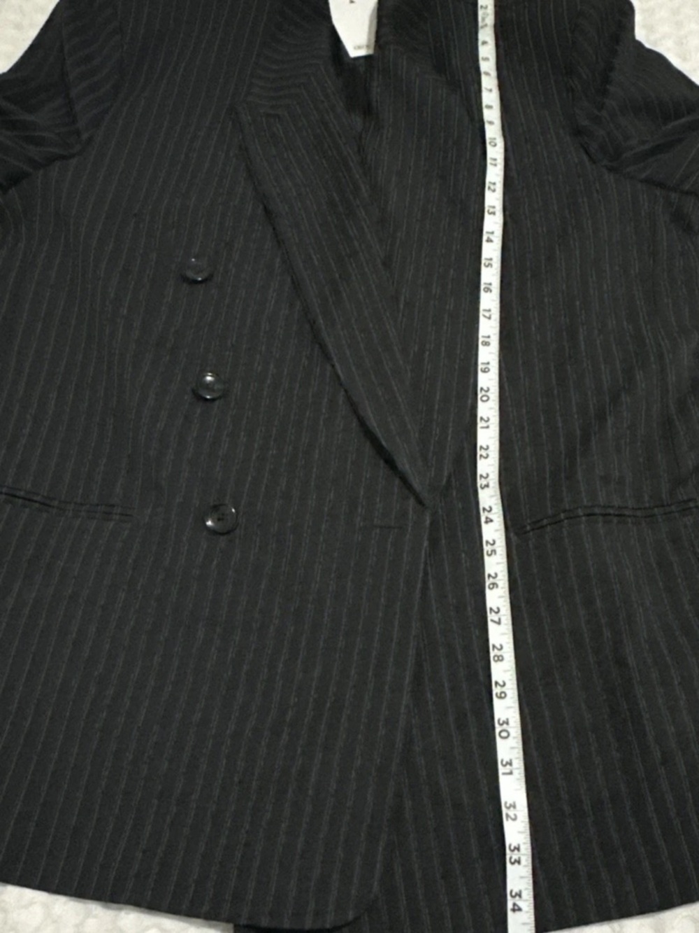 ASOS Black Pinstripe Double-Breasted Blazer Women size 14 new - Picture 5 of 6